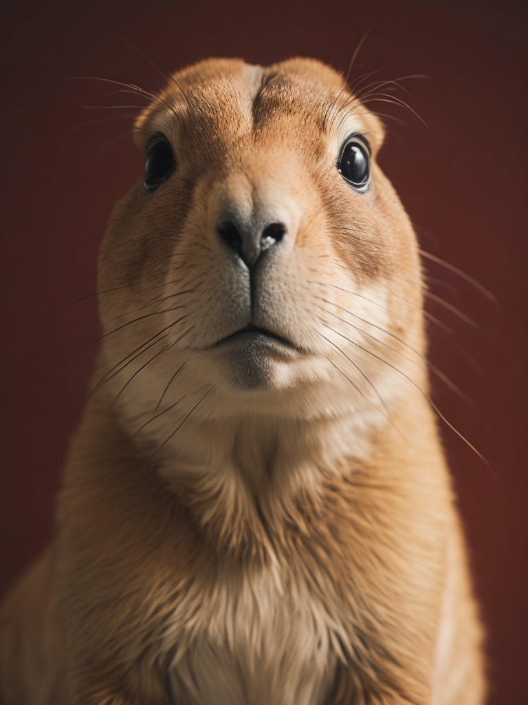 Prairie dog, portrait, simple background, red background, fat prairie dog, cute, animal, from side