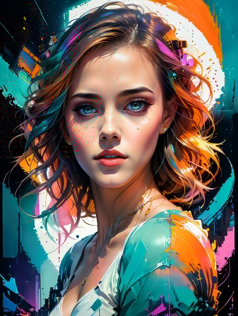 EmmaWatson Anime 90retro beautifulgirl beautifulwoman digitalart girl light neon neonlight woman neongirl stunninggirl