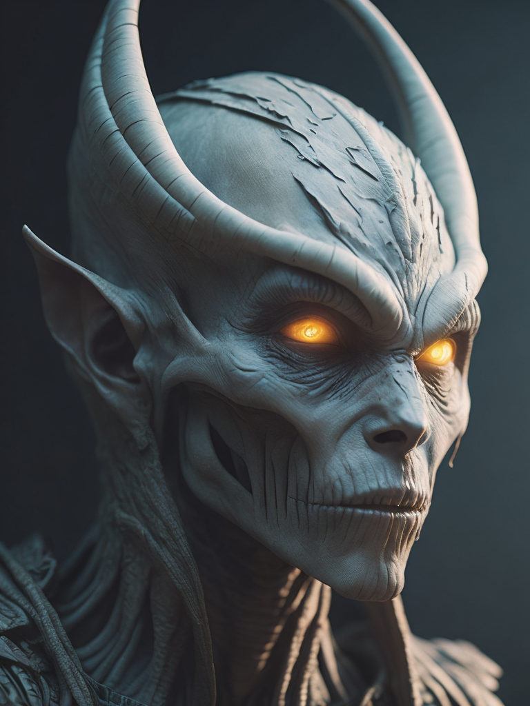fantasy alien concept art, scary, white