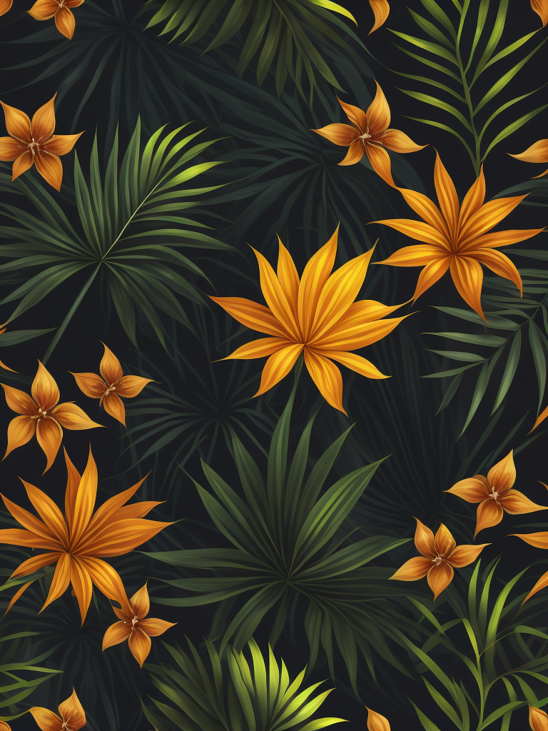 Tropical pattern, background, top view, vector pattern, seamless texture, detailed texture, flat design, vibrant colors