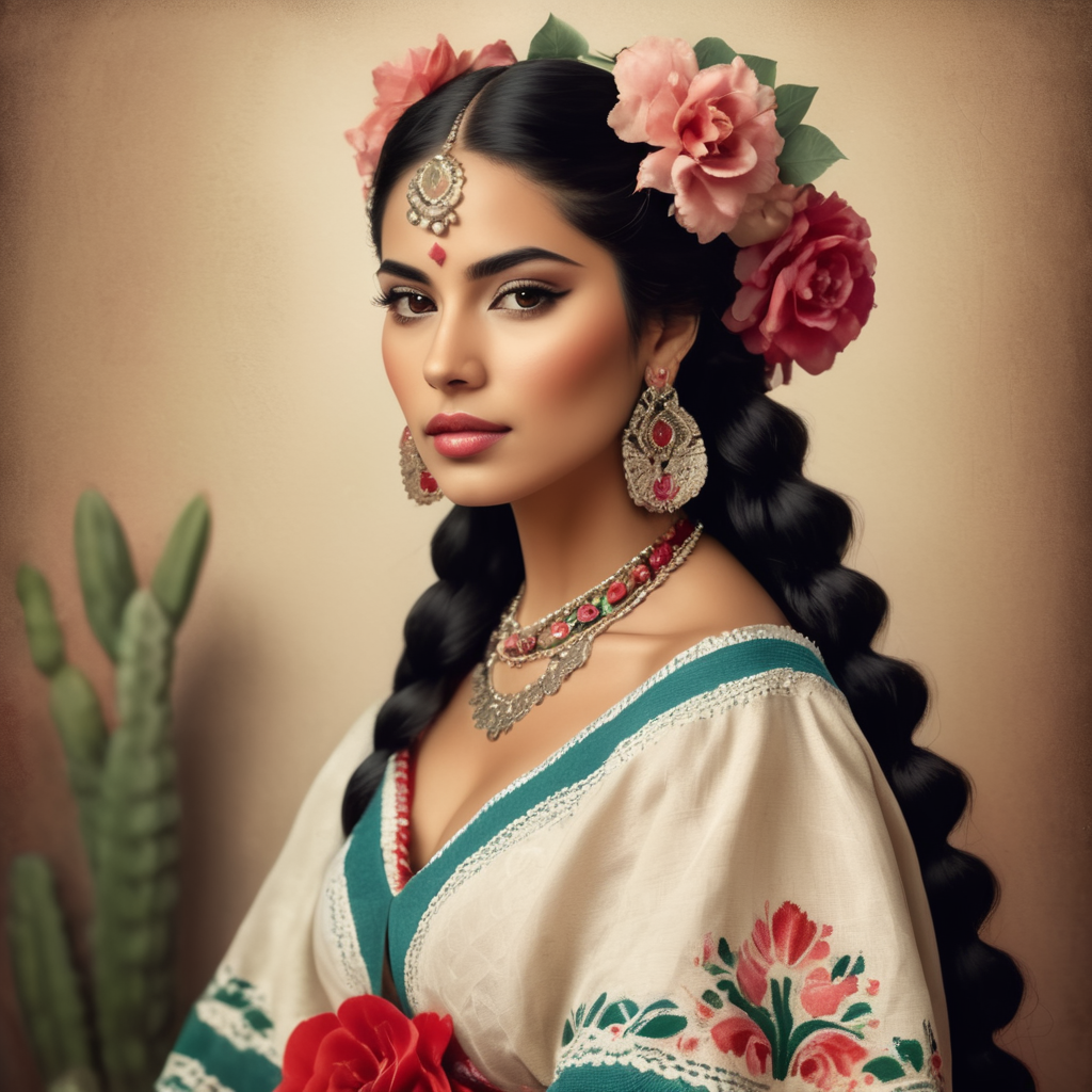 Mexican traditional beautiful lady image