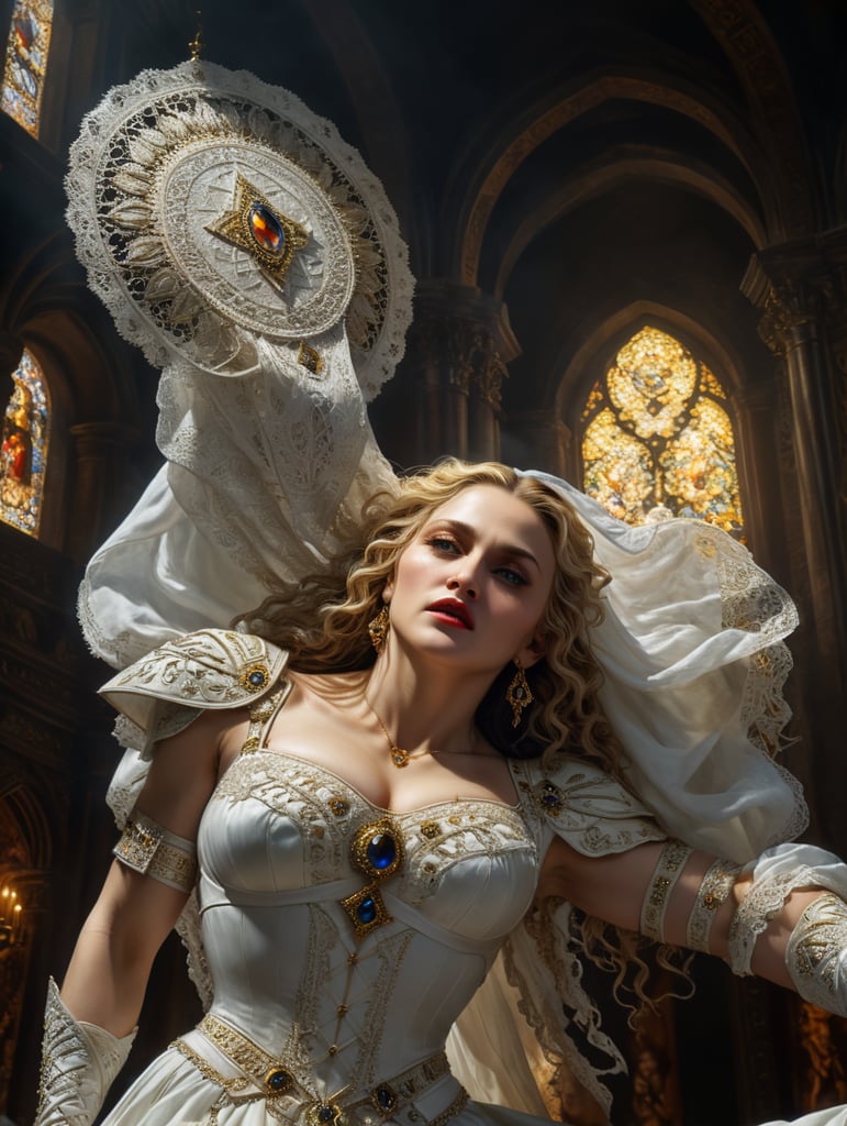 Madonna in white drees renaissanse