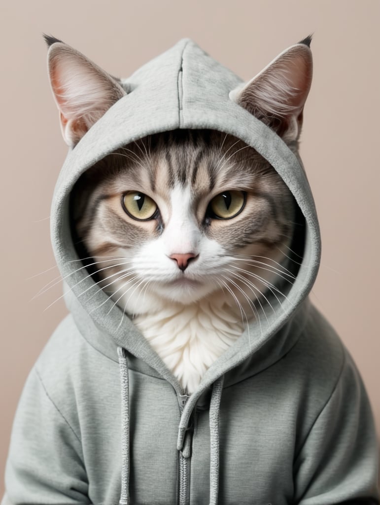 милый кот в худи