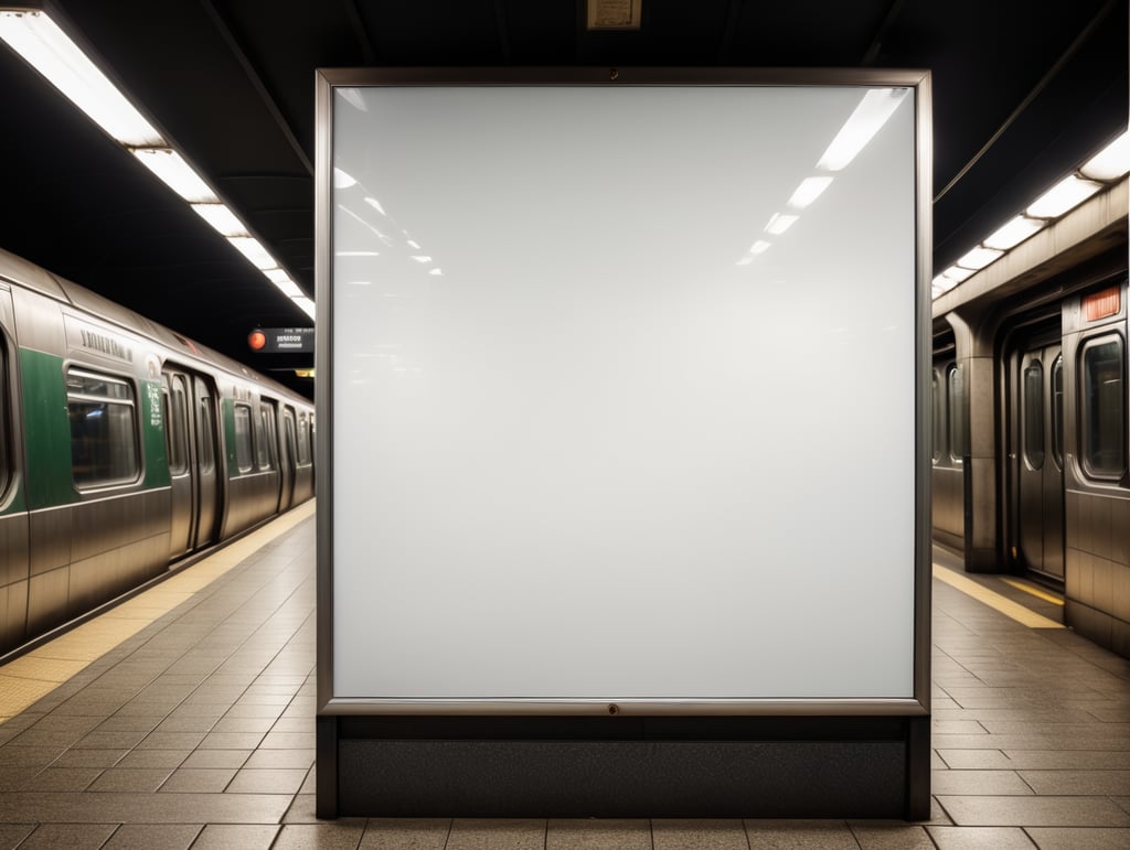 subway blank white billboard, mockup, mock up