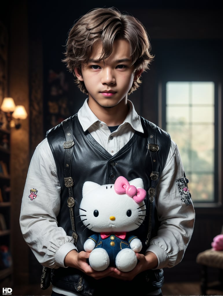 Felix from Straykids Holding a hello kitty plush