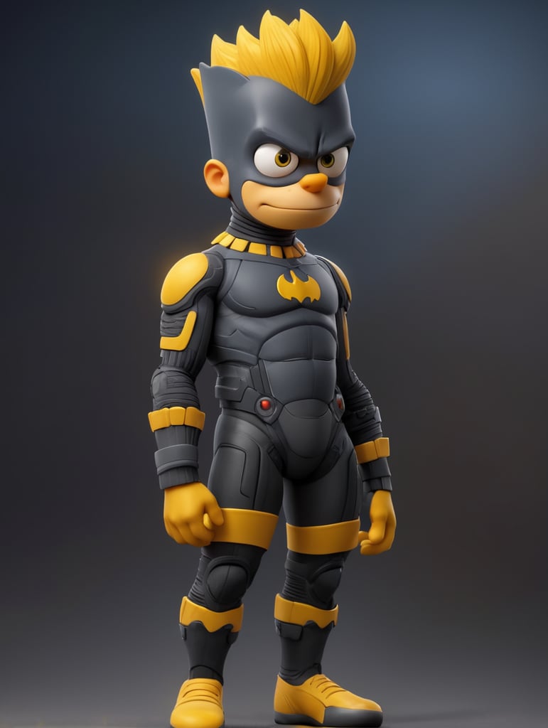 Bart simpson on batman suit wearing futuristic socks