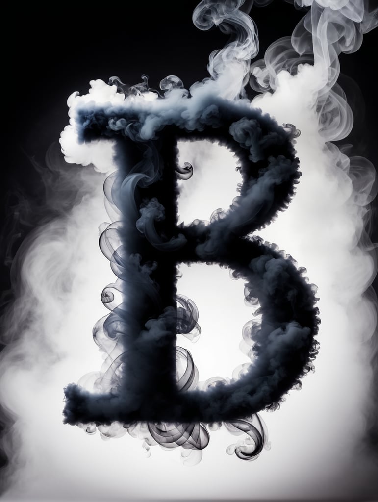 a letter a made from smoke, smokey letter, B letter