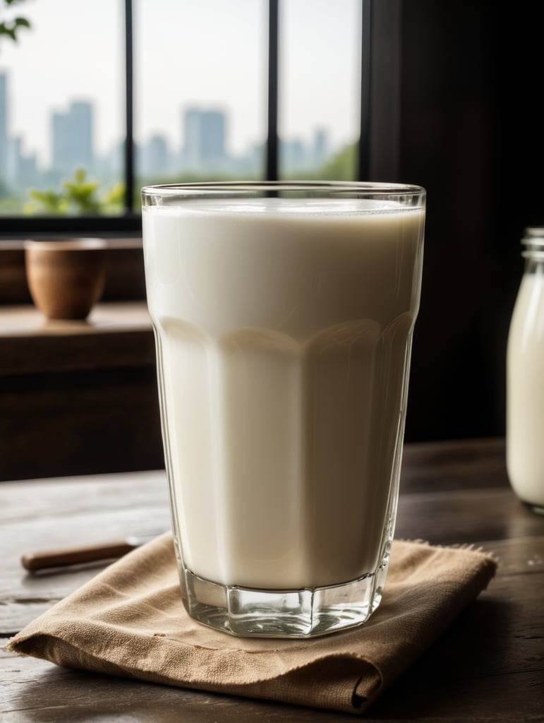 A mockup of a glass of milk.