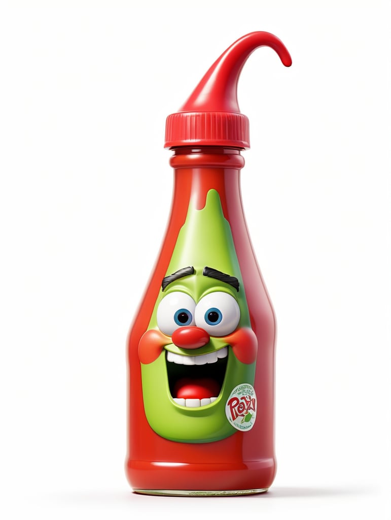 ketchup bottle, green cap, isolated, white background