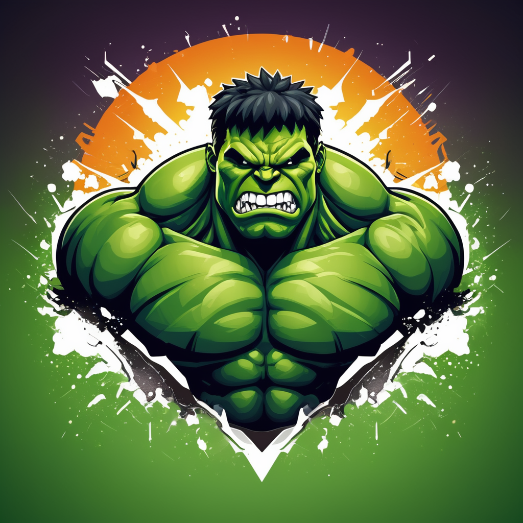 Vector Hulk smash mascot logo, e-gaming, bright colors, Gaming Logo, vector image