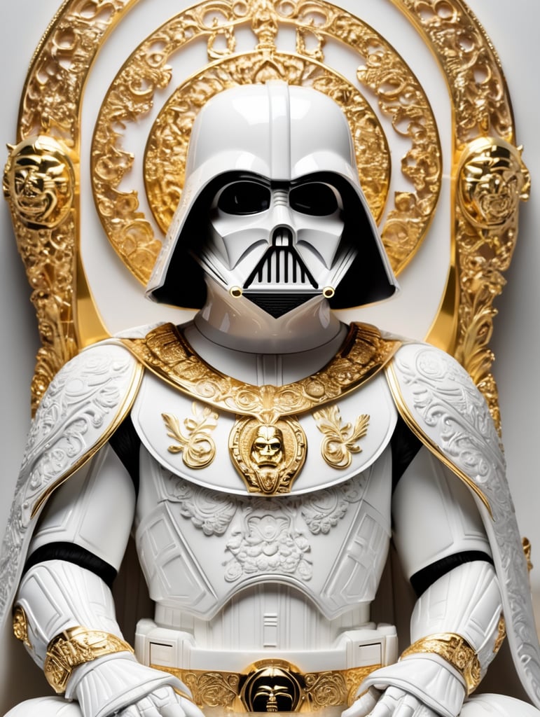 Luxury white Darth Vader, decorated with gold, carved materials, Versace