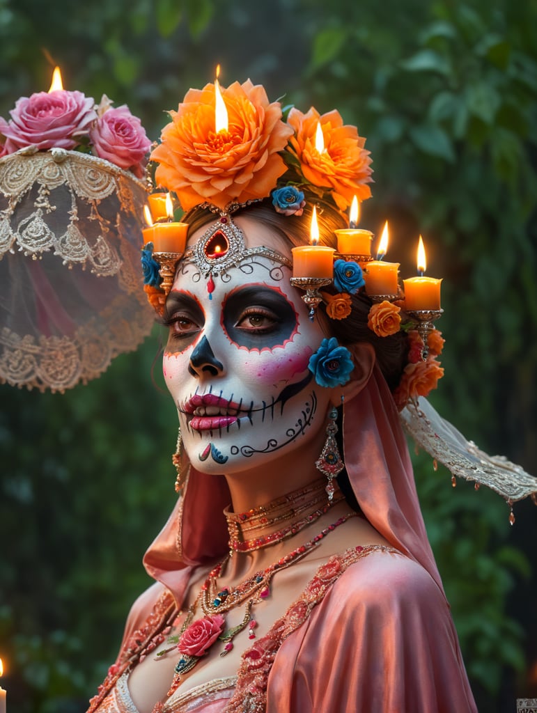 It's the peach princess painted as Catrina with candles in front