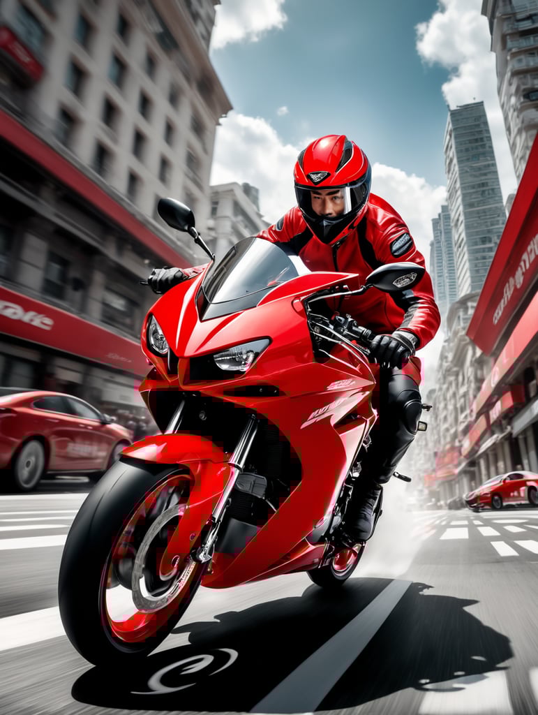 moto boy em uma moto vermelha