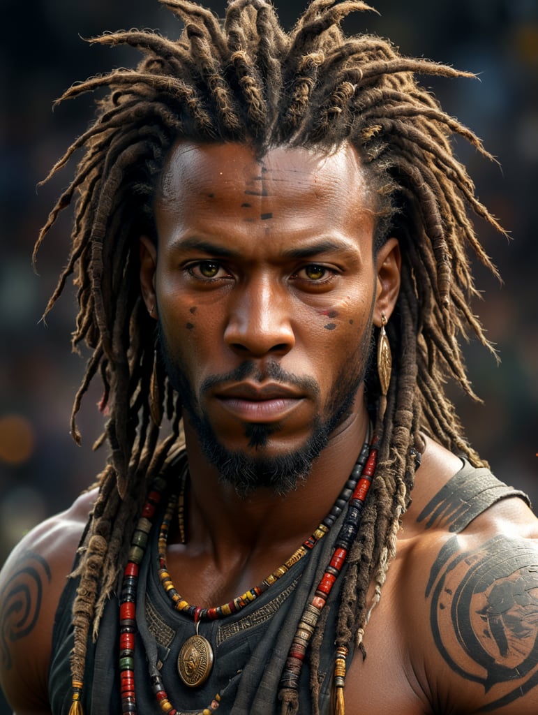 Official portrait of a male african player with dreadlocks