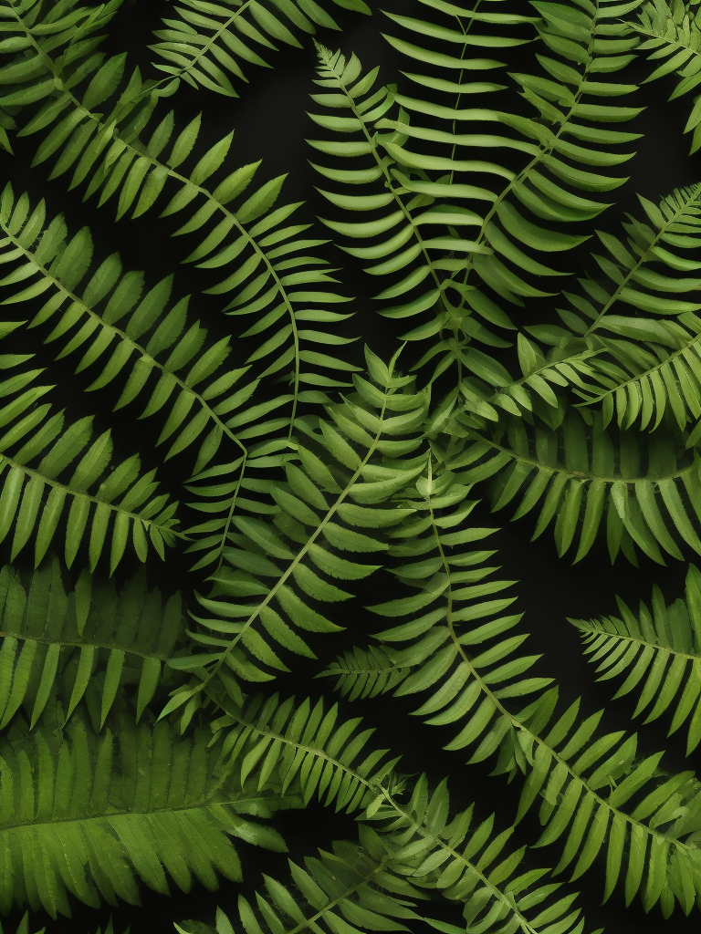 fern leafs pattern, background, top view, organic texture, seamless texture, rich colors, contrast lighting, bright colors, detailed texture, realistic photo