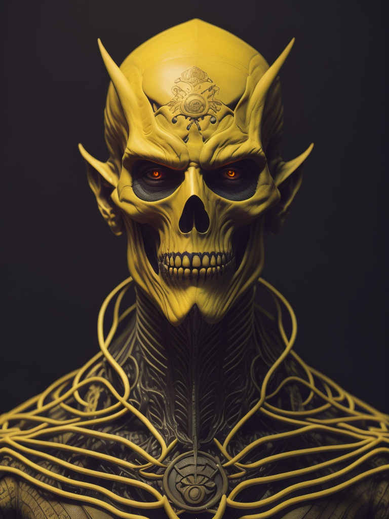 a close up of a person with a skeleton, digital art, inspired by tomasz alen kopera, psychedelic art, colorful muscular eldritch, james jean, highly detailed cybernetic body, hastur the king in yellow