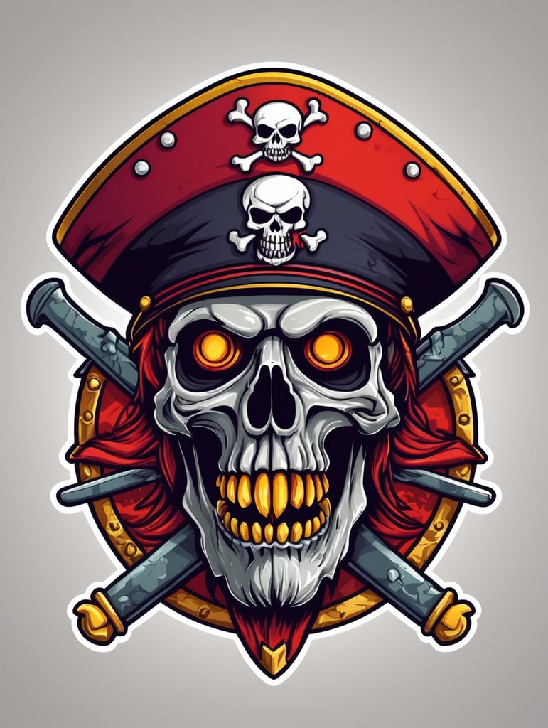 Zombie skull captain pirate mascot logo, e-gaming, bright colors, Gaming Logo, vector image