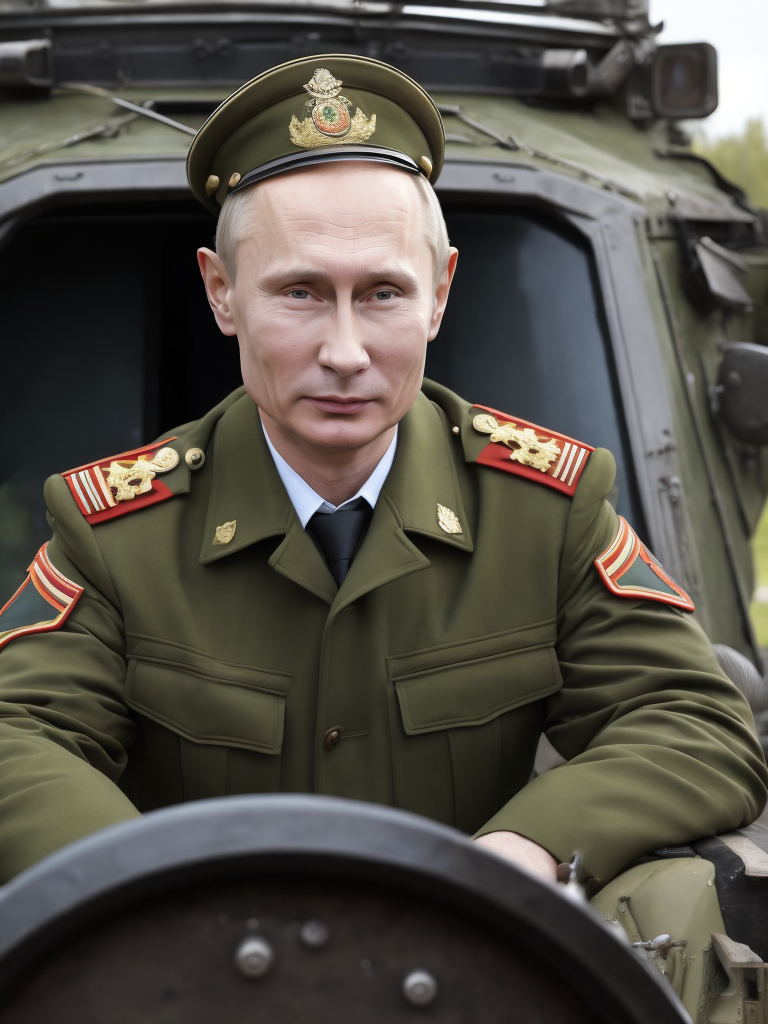 vladimir putin in military clothing sitting in a tank