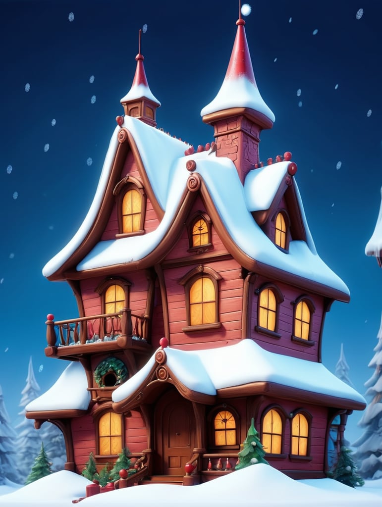 Beautiful brown big shiny funny santa clause house