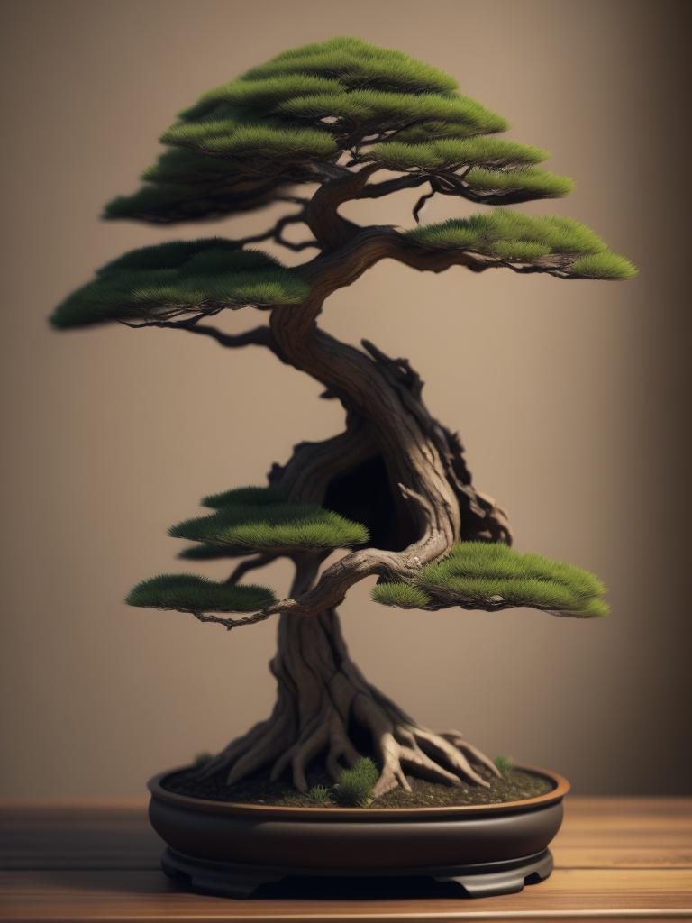 bonsai tree, tilt shift, depth of field