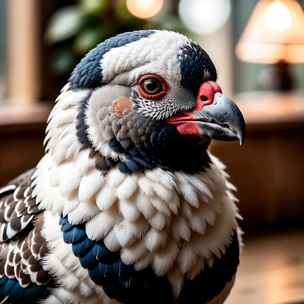 Fat, fluffy, adorable pigeon with a double chin and high soft studio 360° view