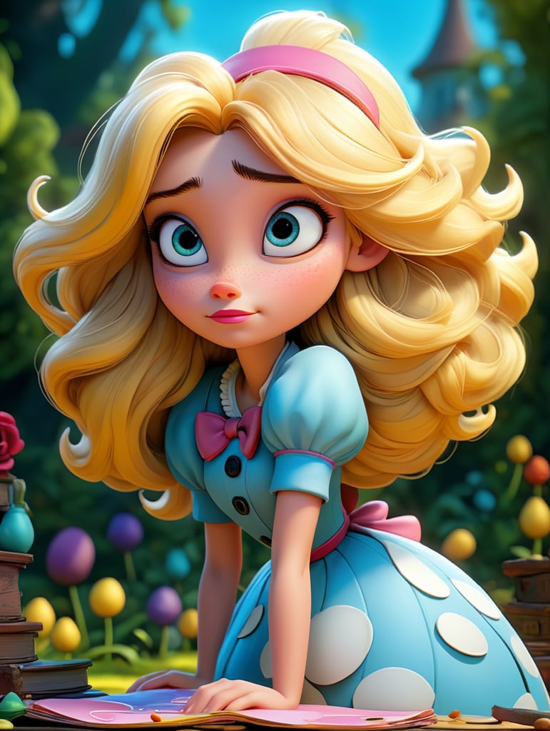 Portrait of Alice in wonderland, vivid colors, wide angle, super highly detailed, professional digital painting, concept art,