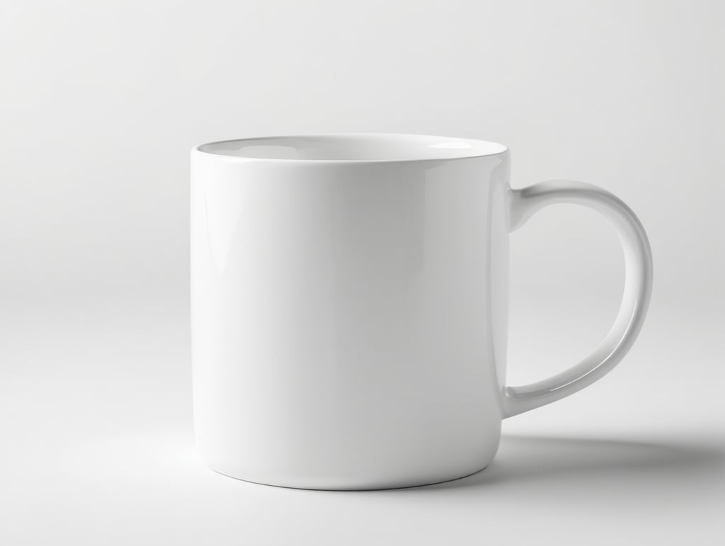 White strait ceramic mug, white background, isolated, mock up, mockup