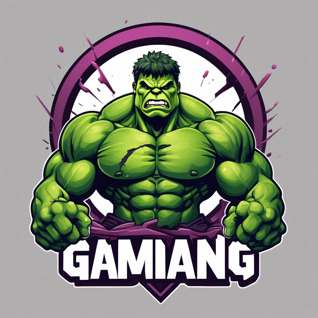 Vector Hulk smash mascot logo, e-gaming, bright colors, Gaming Logo, vector image