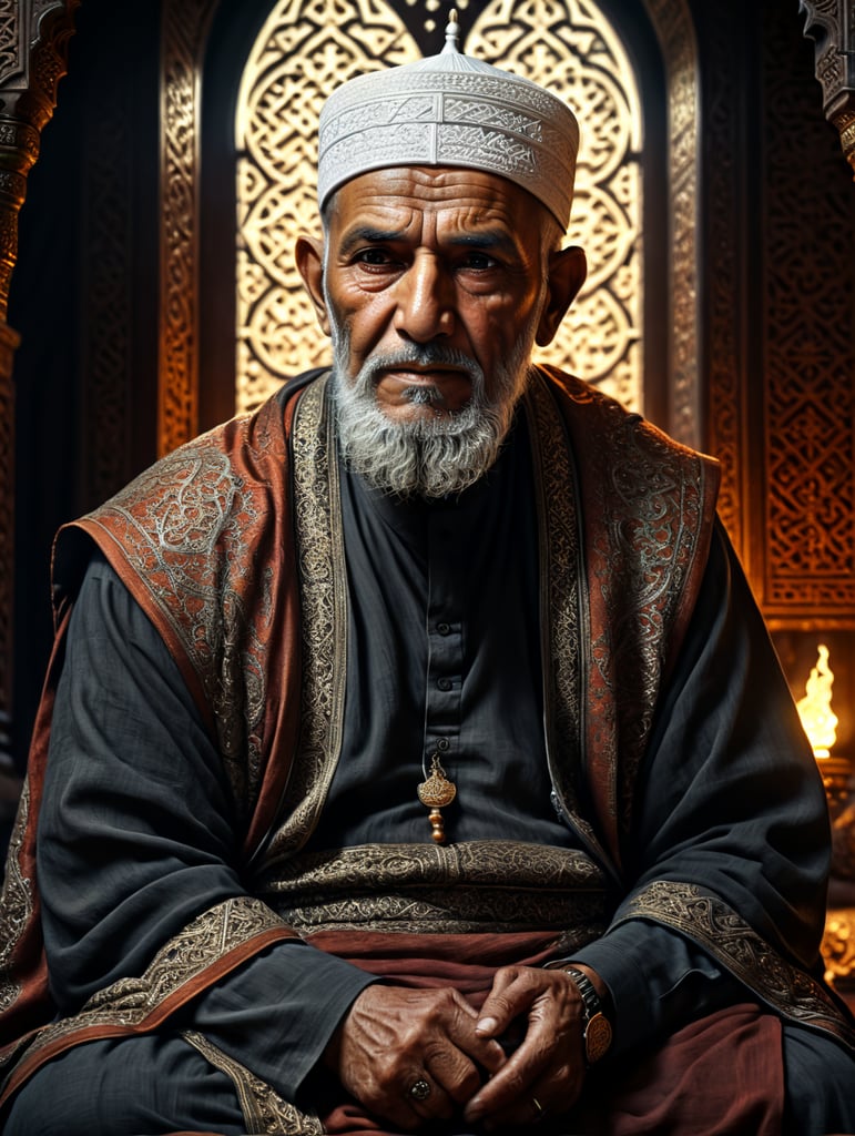 Old Muslim man sitting