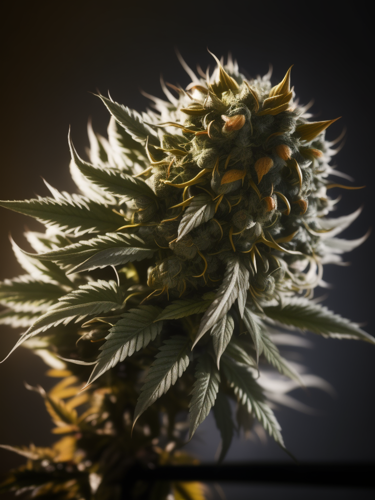 A macro photo of a cannabis flower, macro photography, close-up, high-quality details, deep focus, professional shot