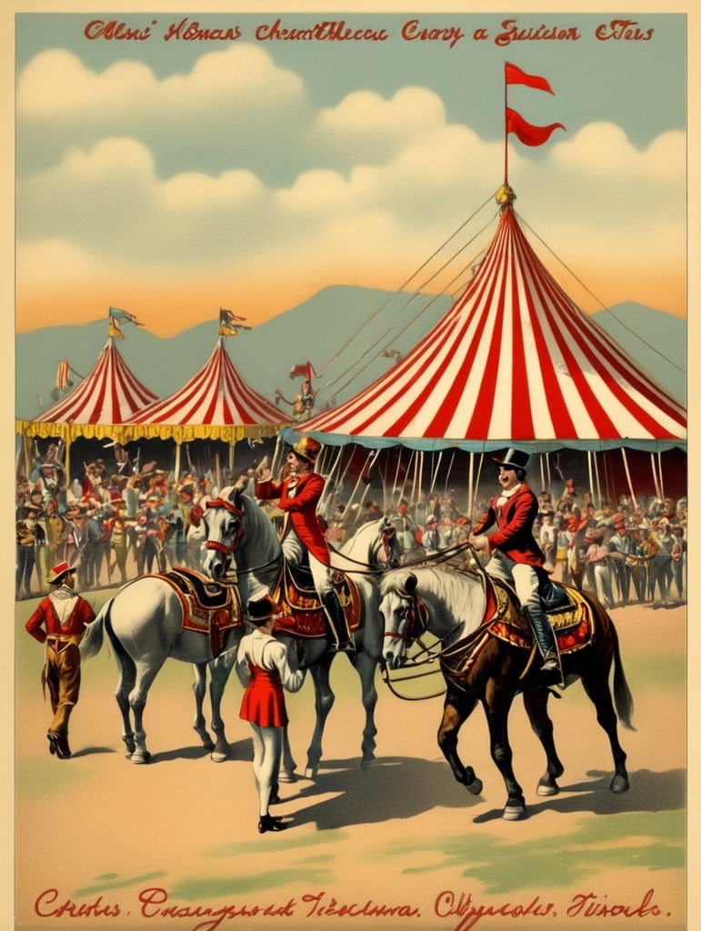 vintage Circus postcard illustration