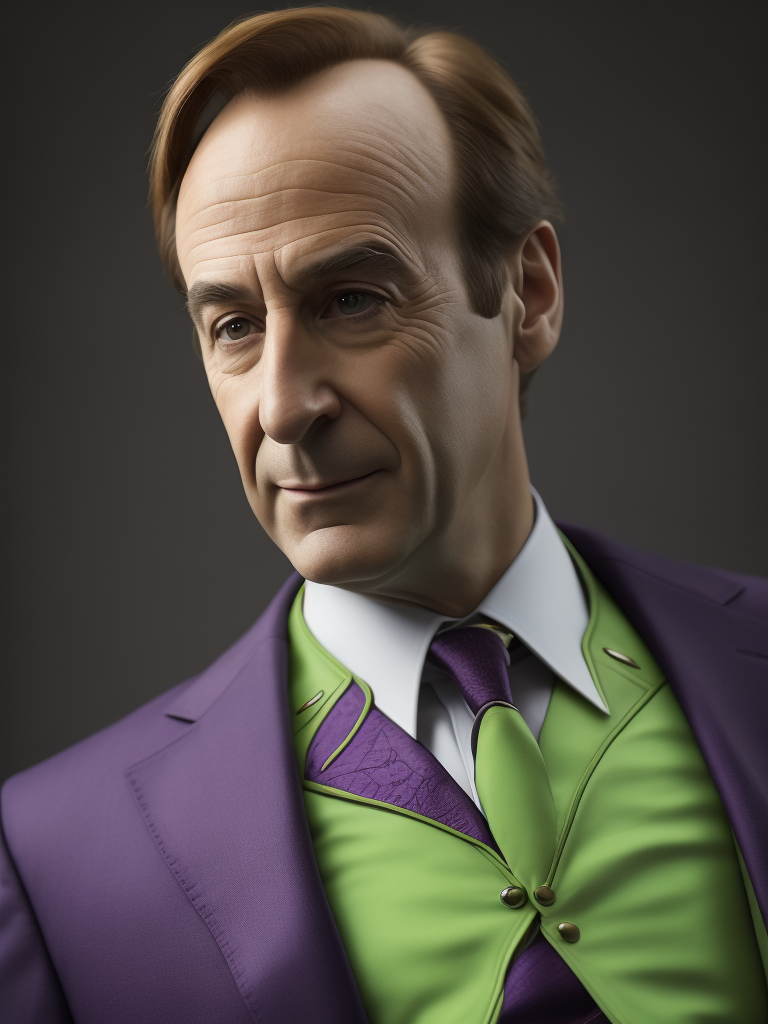 Saul goodman as green globin in a marvel movie, purple suit