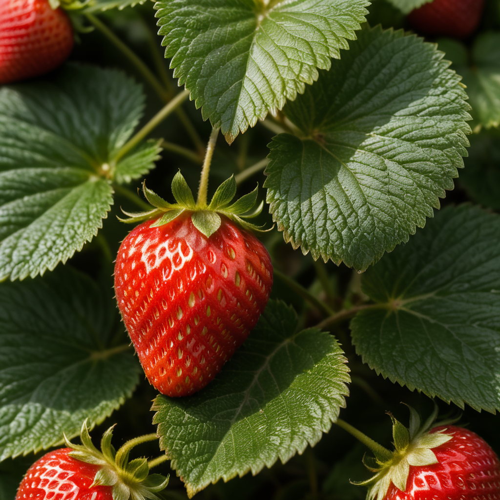 close up Strawberry Leaf on white background , clear, isolated, white background