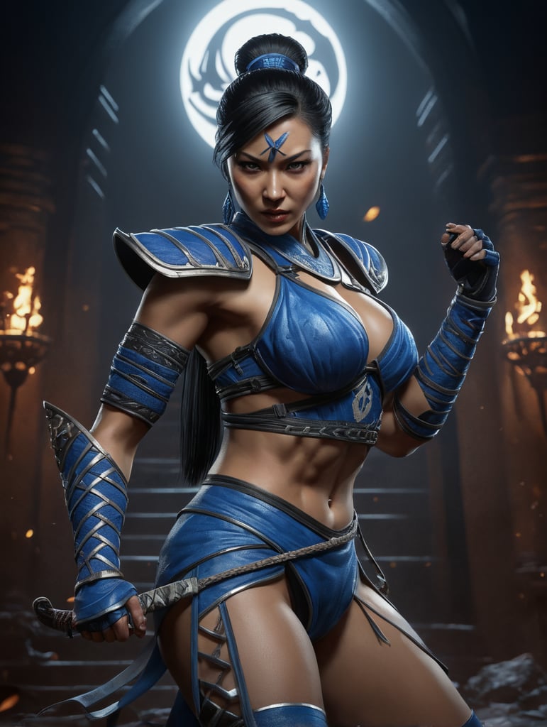 Kitana from Mortal Kombat, dynamic pose