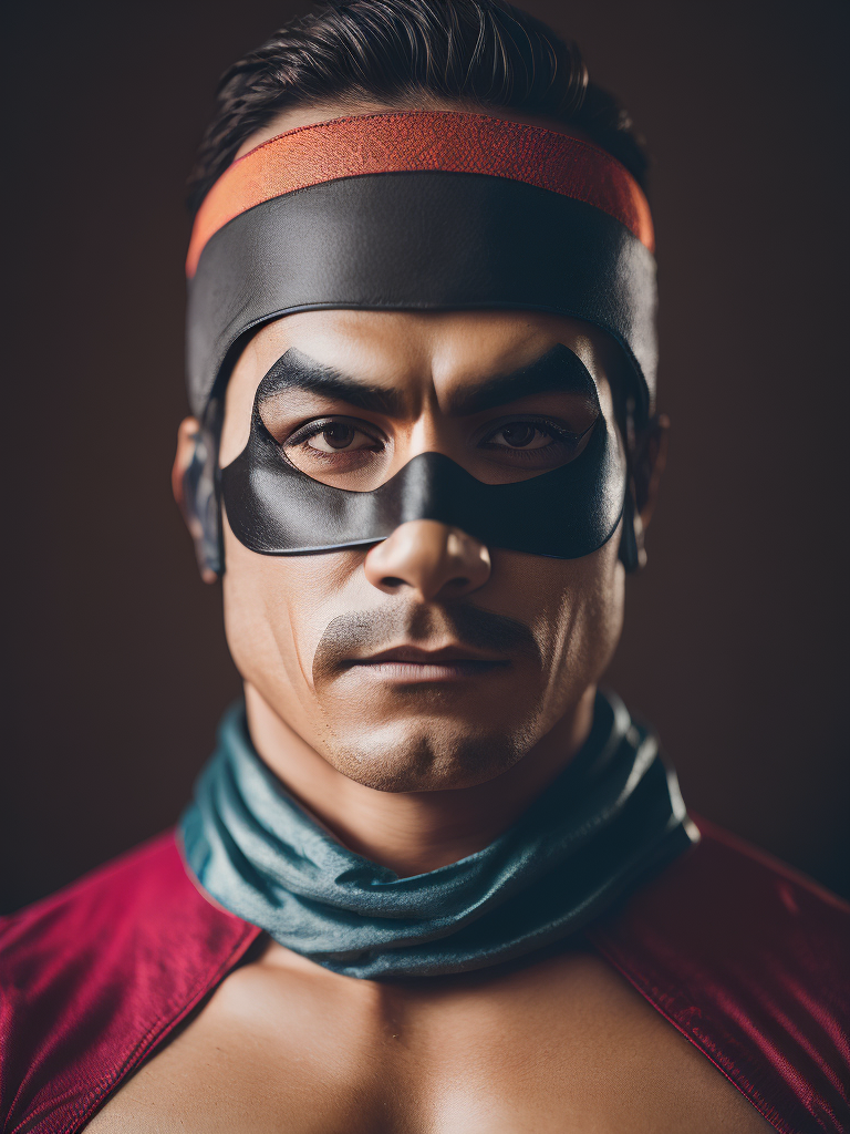 Portrait of a masked mexican wrestler, Vivid saturated colors, Contrast color, studio photo, professional photo, Rich colors, Detailed image