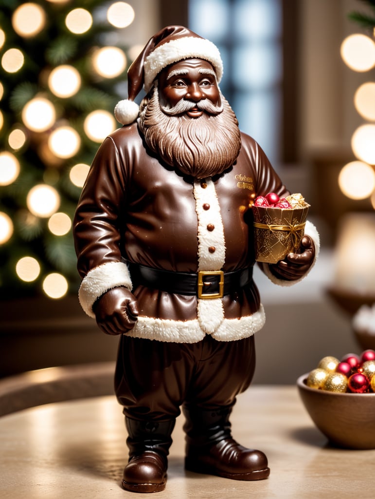 A chocolate Santa figure, made from milk chocolate