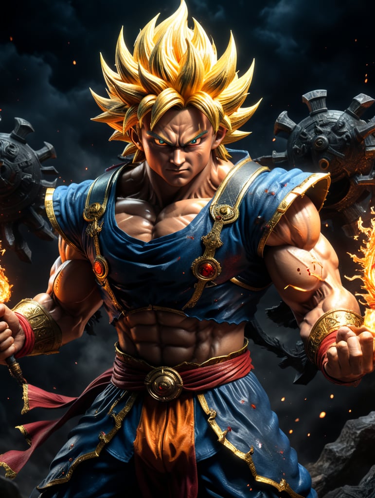 Super Saiyan Goku fighting Gear 5 Luffy