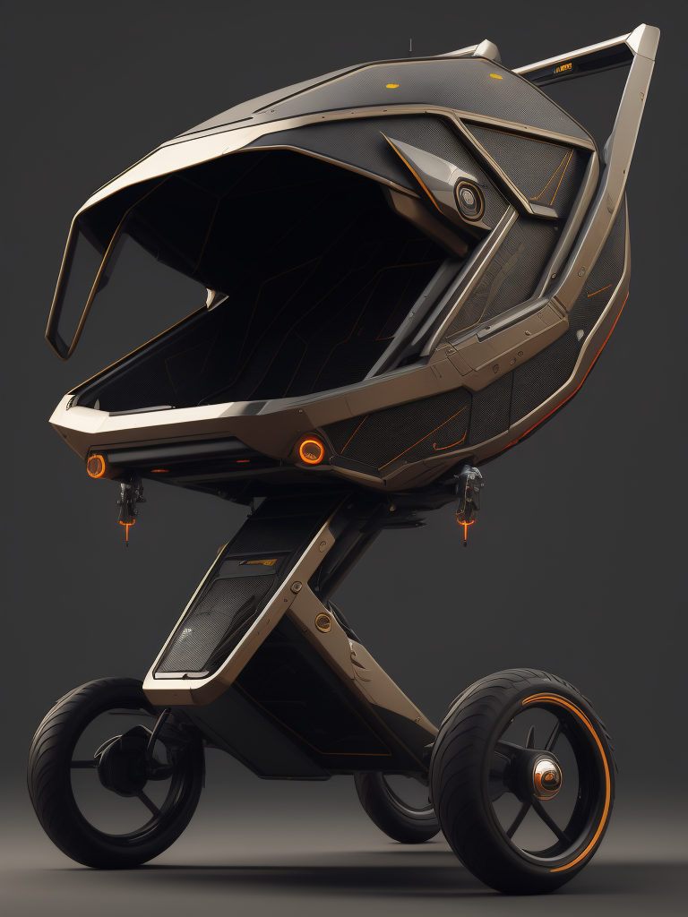 futuristic Stroller, cyberpunk, concept, ultra realistic 3D render, octane