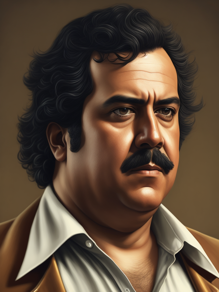 Pablo Escobar, portrait, Painting, Oil, Colombia, style of Botero