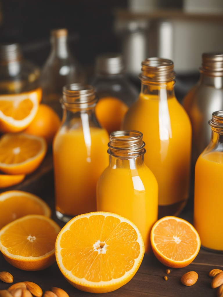 a bottles with homemade orange juices