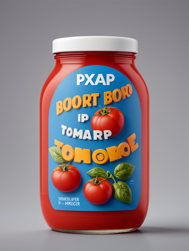 tomato puree jar mockup, no label, isolated, grey background