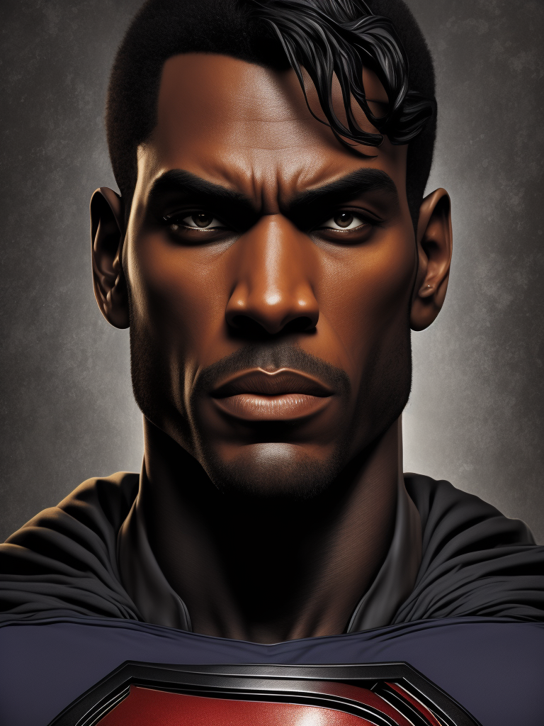 Black Superman, Hero Portrait, Comics, Marvel, Horror, USA, style of Richard Corben