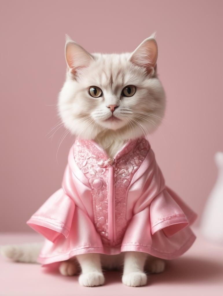 A Small cat dressing like barbie girl