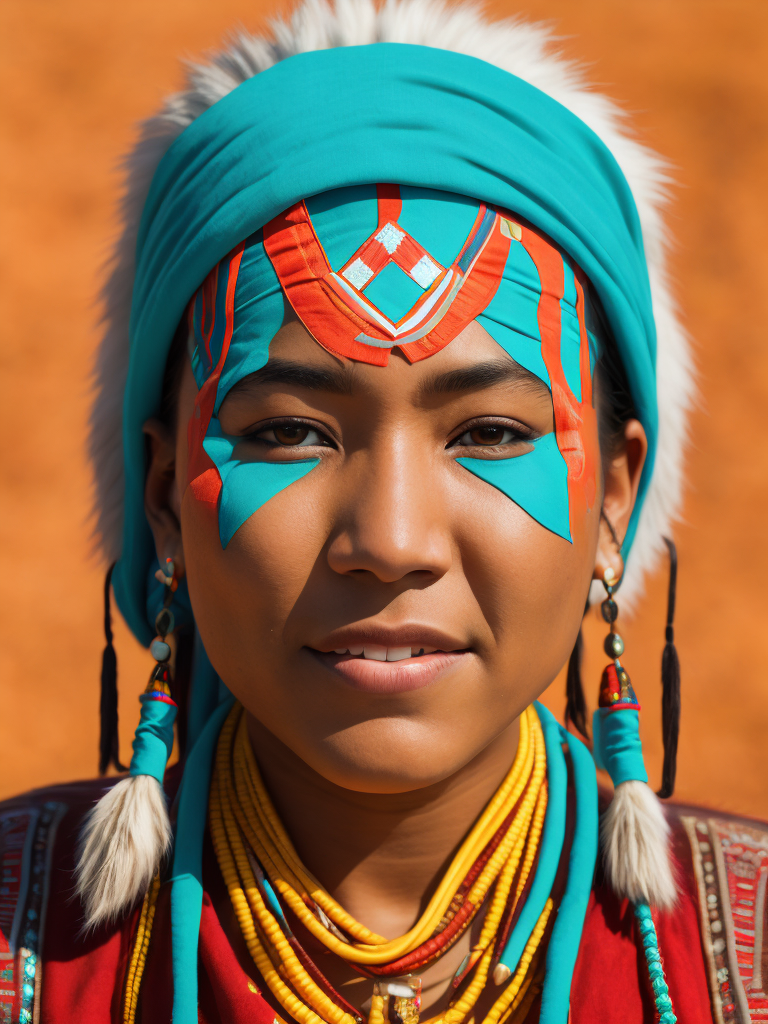 native american woman 14 years old in national dress