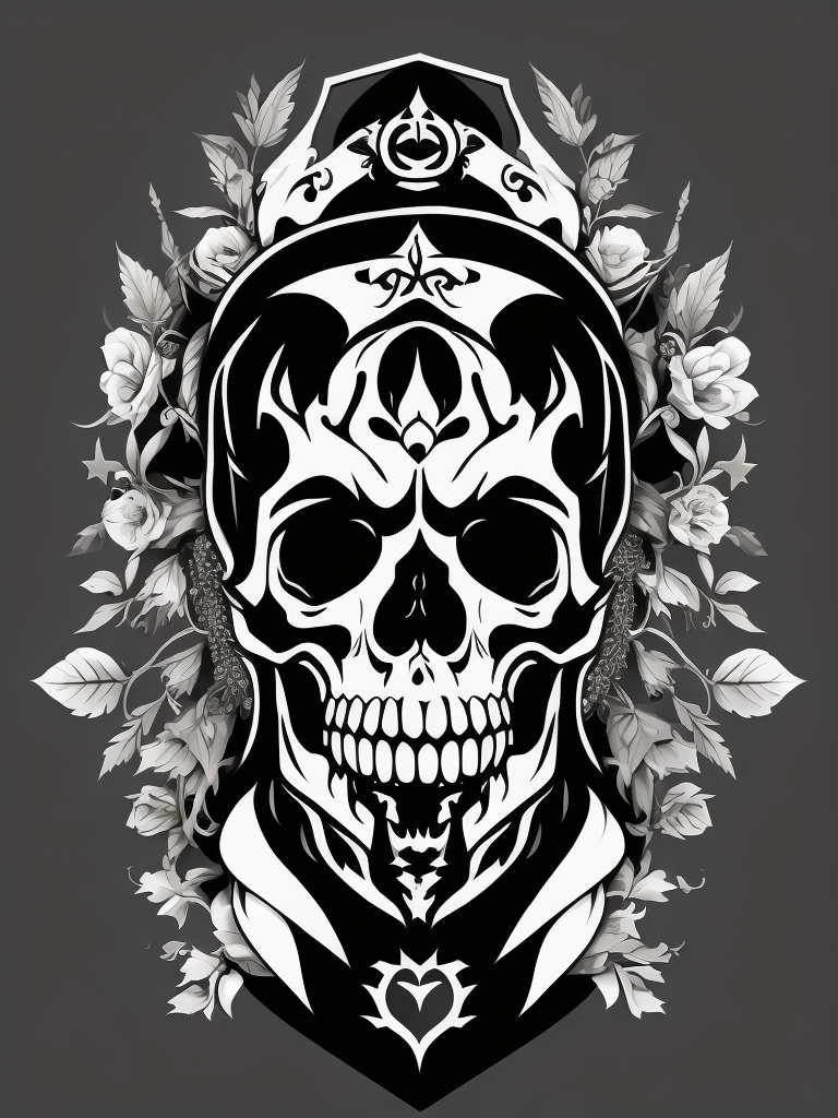 A vector art of a king skeleton tattoo