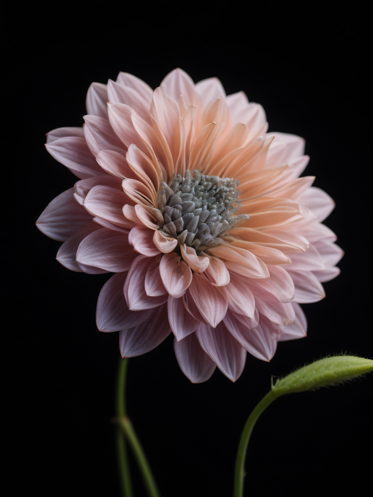 fractal flower, black background, deep colors, dark atmosphere, contrasting light, macro photography, close-up, high-quality details, deep focus, professional shot