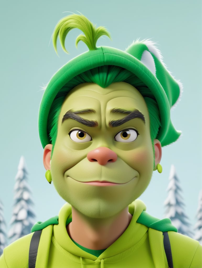 Grinch wearing hoodie and nike shoes