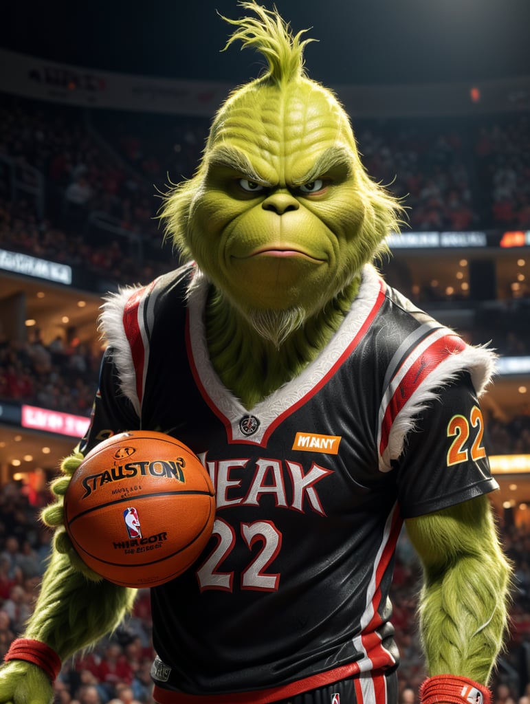 grinch wearing the Miami Heat basketball jersey number 22