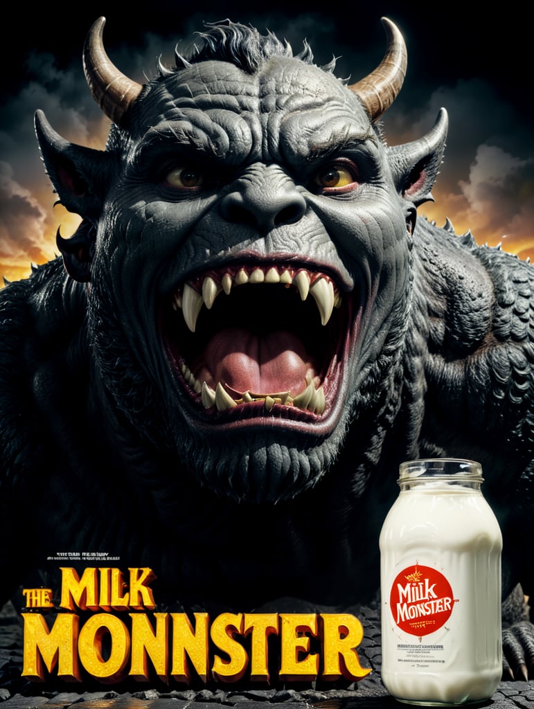 A vintage 1960s movie poster of a milk monster