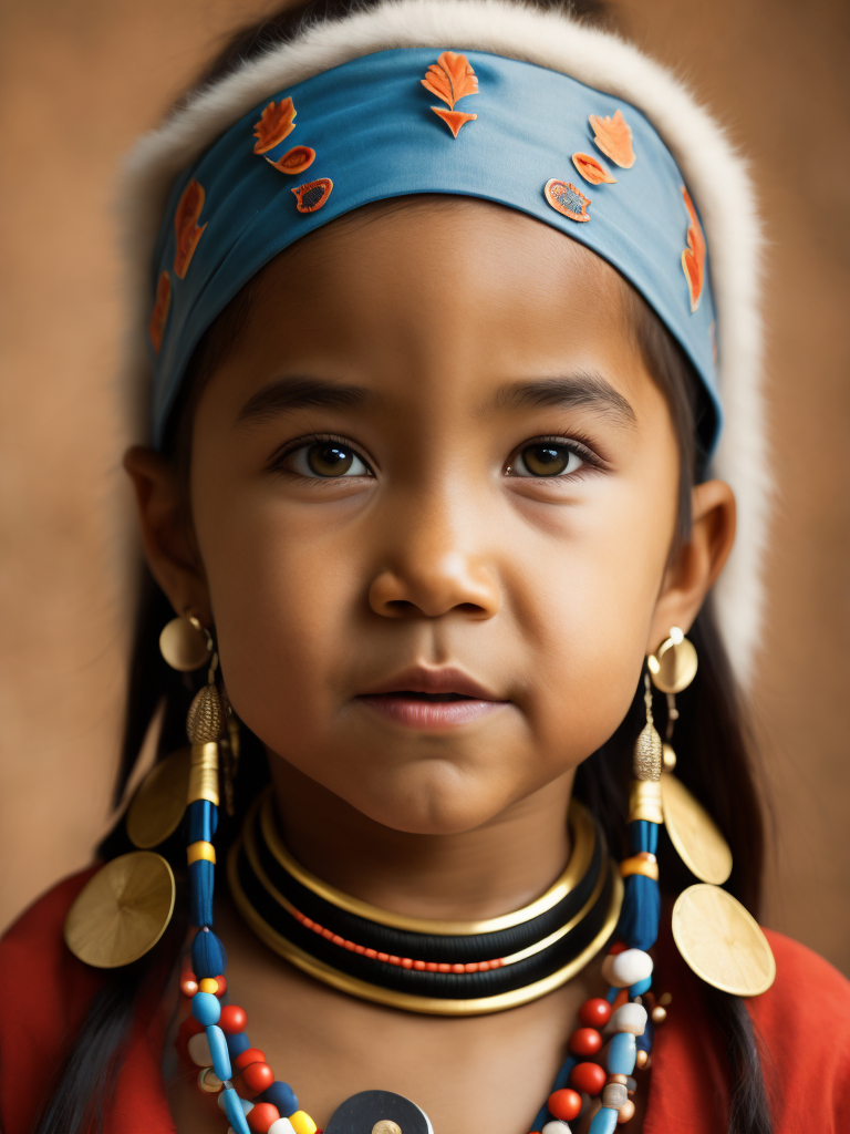 native american girl 3 years old in national dress